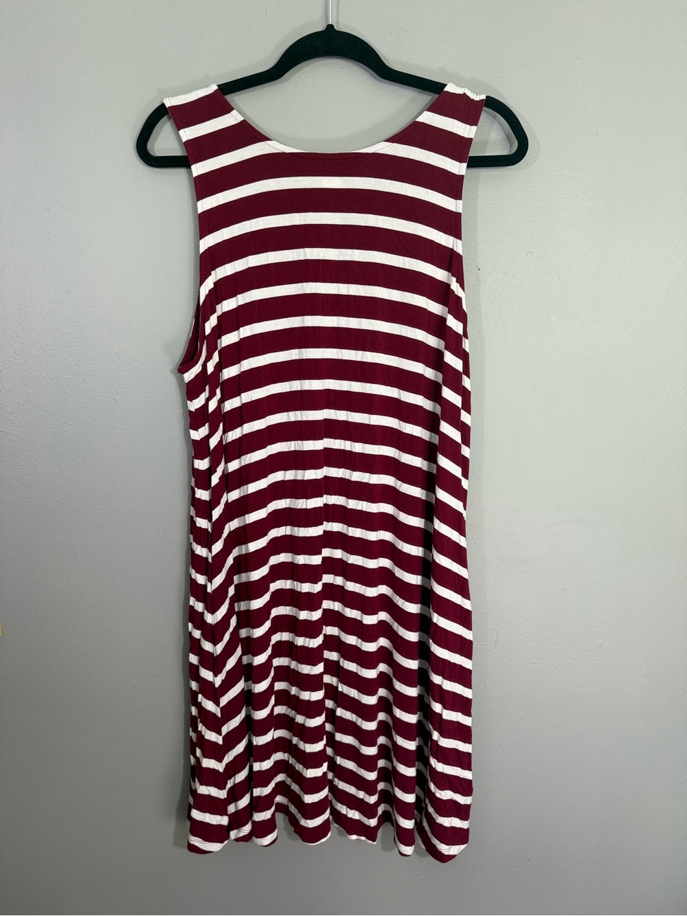 Old Navy Burgundy and White Striped Sleeveless Midi Dress